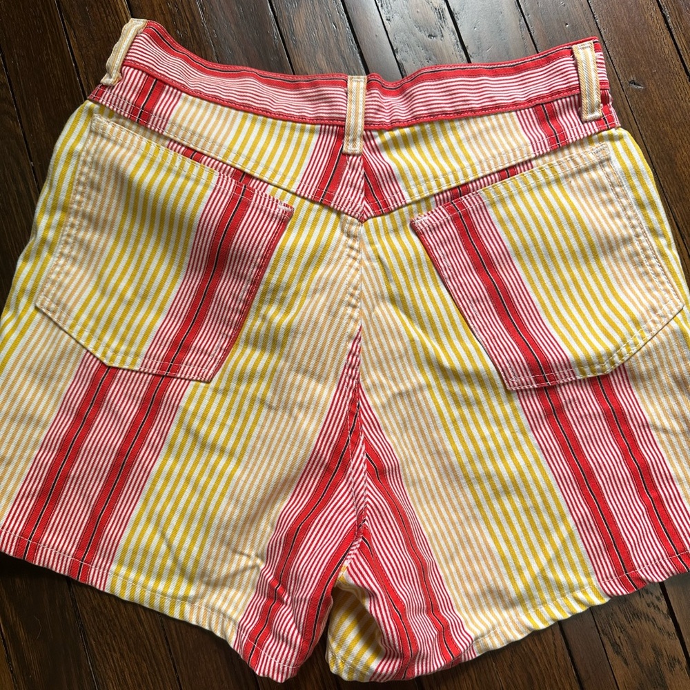 Striped Red and Yellow Women's Shorts